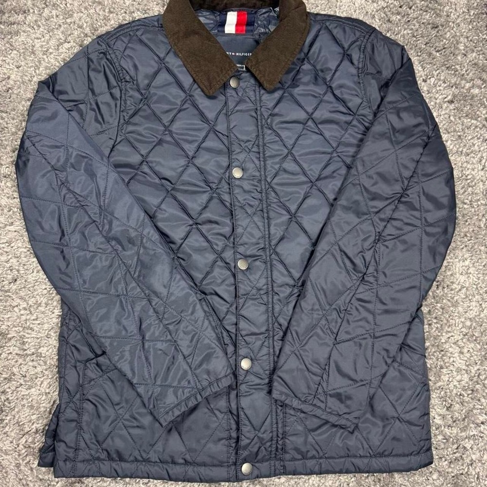 Tommy Hilfiger navy blue quilted diamond pattern nylon & polyester jacket